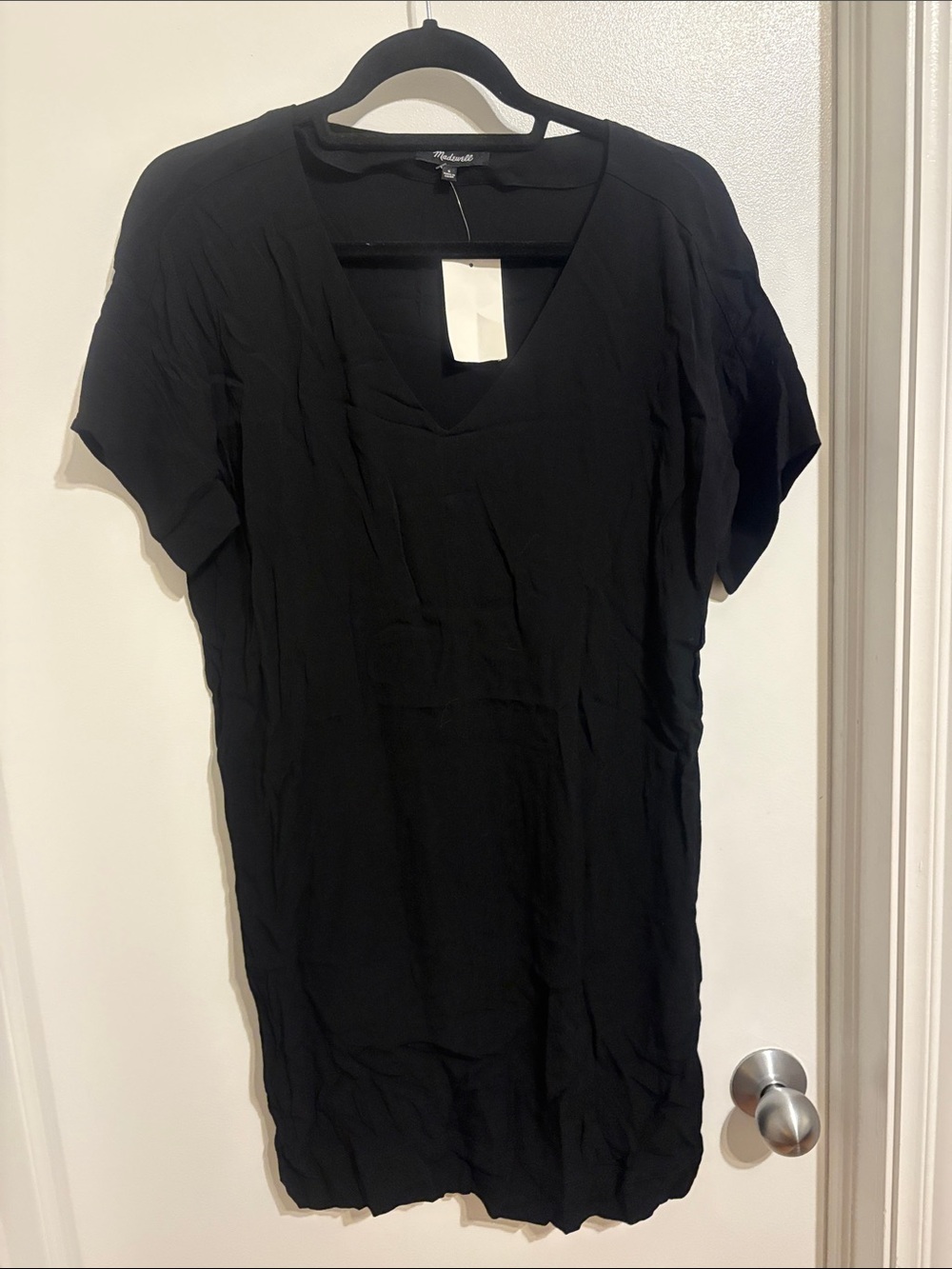 Madewell Black V-Neck Short Sleeve Tunic Dress